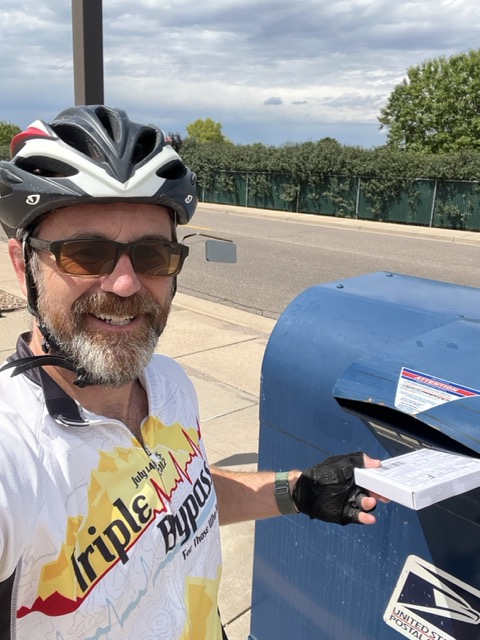 Hand delivering packages to the post office